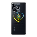 Полупрозрачный дизайнерский силиконовый чехол для Realme C53 Флаг Украины