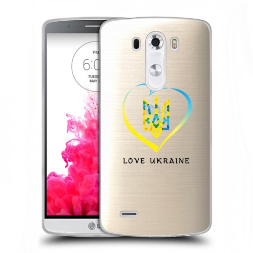 Полупрозрачный дизайнерский силиконовый чехол для LG G3 (Dual-LTE) Флаг Украины