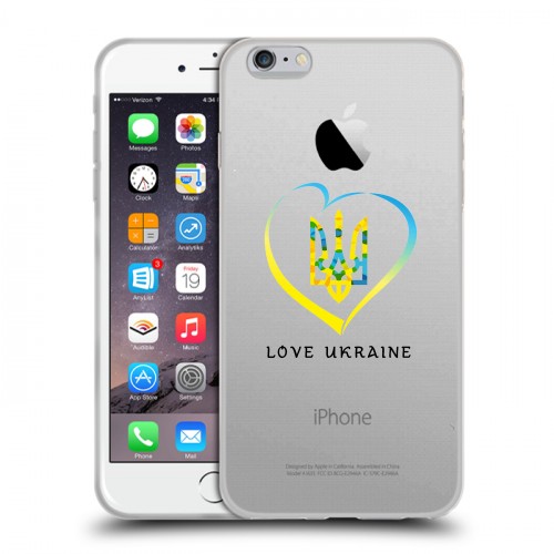 Полупрозрачный дизайнерский силиконовый чехол для Iphone 6 Plus/6s Plus Флаг Украины