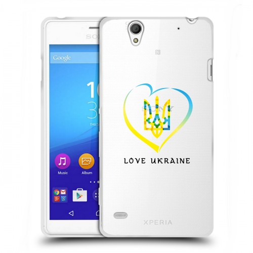 Полупрозрачный дизайнерский пластиковый чехол для Sony Xperia C4 Флаг Украины