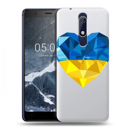 Полупрозрачный дизайнерский пластиковый чехол для Nokia 5.1 Флаг Украины