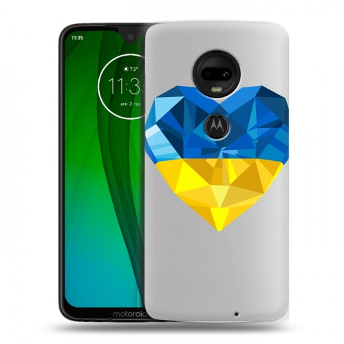 Полупрозрачный дизайнерский силиконовый чехол для Motorola Moto G7 Флаг Украины