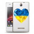 Полупрозрачный дизайнерский пластиковый чехол для Sony Xperia E Флаг Украины