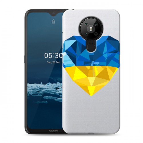 Полупрозрачный дизайнерский пластиковый чехол для Nokia 5.3 Флаг Украины