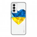Полупрозрачный дизайнерский силиконовый чехол для Tecno Camon 18 Флаг Украины