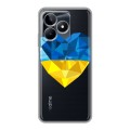 Полупрозрачный дизайнерский силиконовый чехол для Realme C53 Флаг Украины