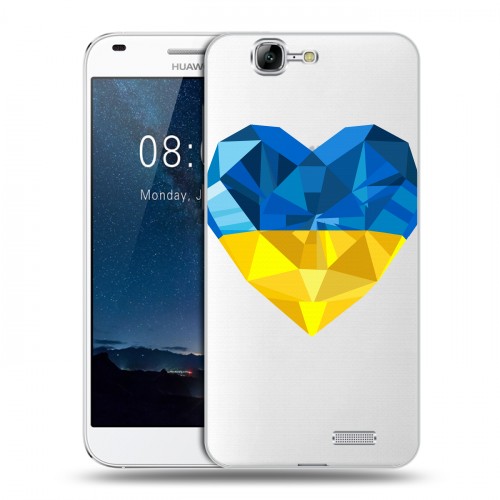 Полупрозрачный дизайнерский пластиковый чехол для Huawei Ascend G7 Флаг Украины