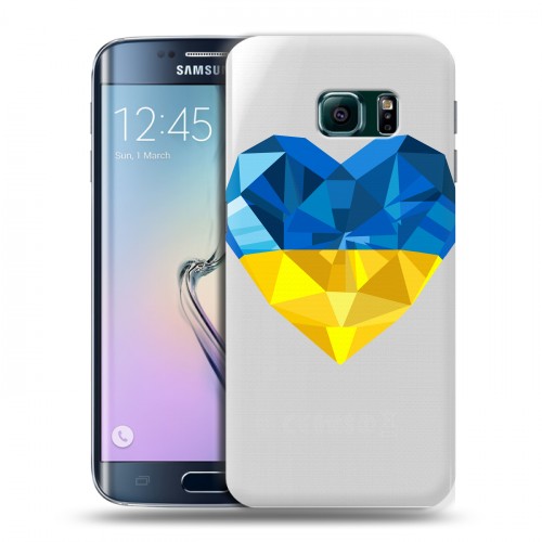 Полупрозрачный дизайнерский пластиковый чехол для Samsung Galaxy S6 Edge Флаг Украины