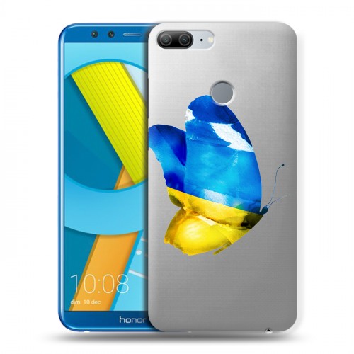Полупрозрачный дизайнерский пластиковый чехол для Huawei Honor 9 Lite Флаг Украины