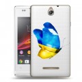 Полупрозрачный дизайнерский пластиковый чехол для Sony Xperia E Флаг Украины