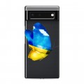Полупрозрачный дизайнерский силиконовый с усиленными углами чехол для Google Pixel 6 Флаг Украины