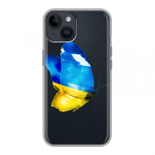 Полупрозрачный дизайнерский пластиковый чехол для Iphone 14 Флаг Украины