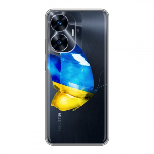 Полупрозрачный дизайнерский пластиковый чехол для Realme C55 Флаг Украины