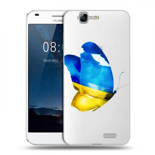 Полупрозрачный дизайнерский силиконовый чехол для Huawei Ascend G7 Флаг Украины