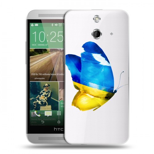 Полупрозрачный дизайнерский пластиковый чехол для HTC One E8 Флаг Украины