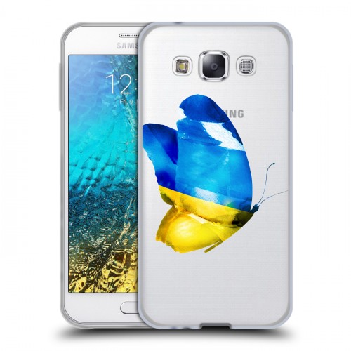 Полупрозрачный дизайнерский пластиковый чехол для Samsung Galaxy E5 Флаг Украины