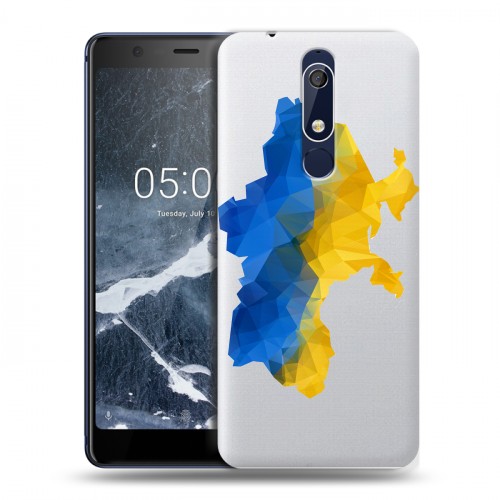 Полупрозрачный дизайнерский пластиковый чехол для Nokia 5.1 Флаг Украины