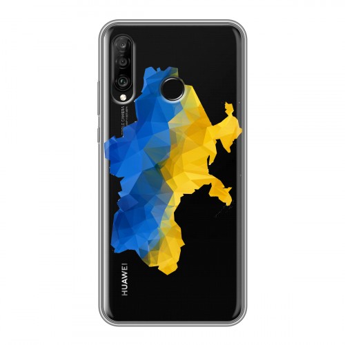 Полупрозрачный дизайнерский силиконовый чехол для Huawei P30 Lite Флаг Украины