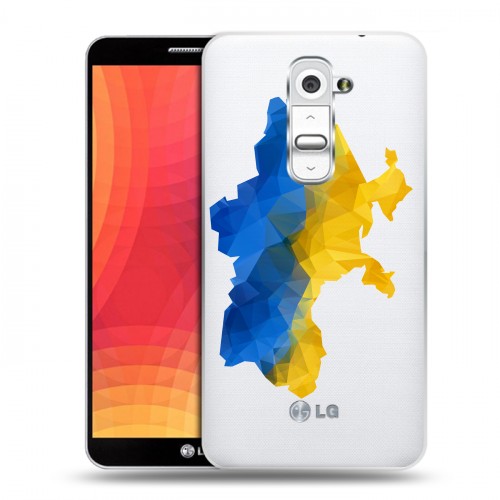 Полупрозрачный дизайнерский силиконовый чехол для LG Optimus G2 Флаг Украины