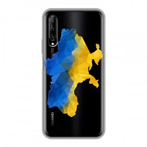 Полупрозрачный дизайнерский пластиковый чехол для Huawei Y9s Флаг Украины