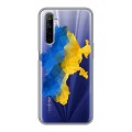 Полупрозрачный дизайнерский силиконовый чехол для Realme 6 Флаг Украины