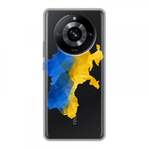 Полупрозрачный дизайнерский силиконовый чехол для Realme 11 Pro Флаг Украины