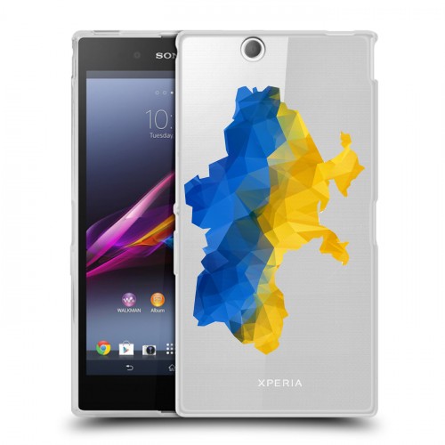 Полупрозрачный дизайнерский пластиковый чехол для Sony Xperia Z Ultra  Флаг Украины