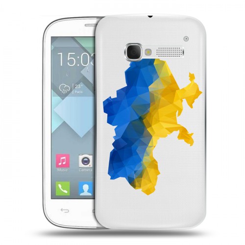 Полупрозрачный дизайнерский пластиковый чехол для Alcatel One Touch Pop C5 Флаг Украины