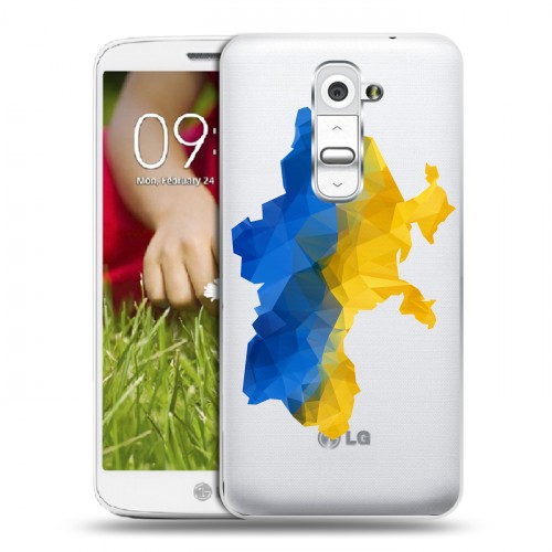 Полупрозрачный дизайнерский пластиковый чехол для LG Optimus G2 mini Флаг Украины