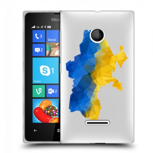 Полупрозрачный дизайнерский пластиковый чехол для Microsoft Lumia 435 Флаг Украины