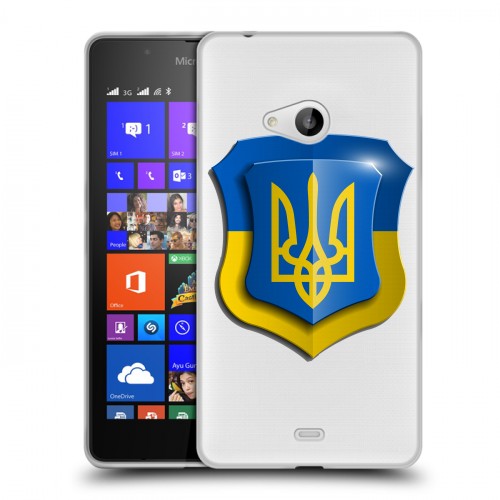 Полупрозрачный дизайнерский пластиковый чехол для Microsoft Lumia 540 Флаг Украины