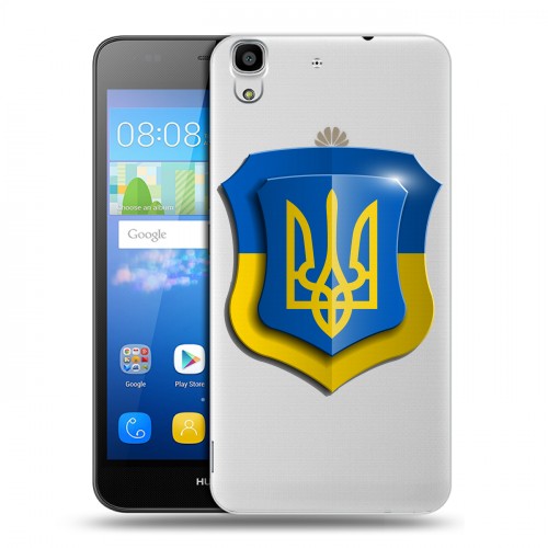 Полупрозрачный дизайнерский пластиковый чехол для Huawei Y6 Флаг Украины