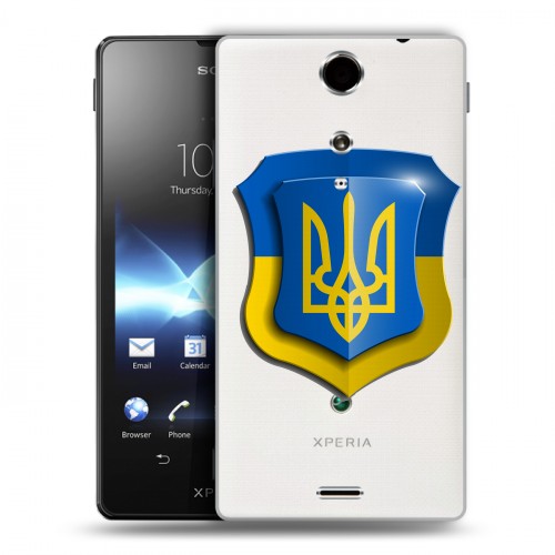 Полупрозрачный дизайнерский пластиковый чехол для Sony Xperia TX Флаг Украины