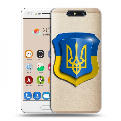 Полупрозрачный дизайнерский пластиковый чехол для ZTE Blade V8 Флаг Украины