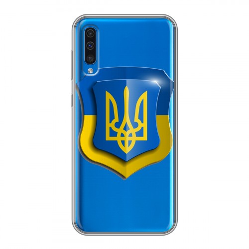 Полупрозрачный дизайнерский пластиковый чехол для Samsung Galaxy A50 Флаг Украины