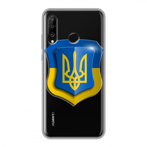 Полупрозрачный дизайнерский силиконовый чехол для Huawei P30 Lite Флаг Украины