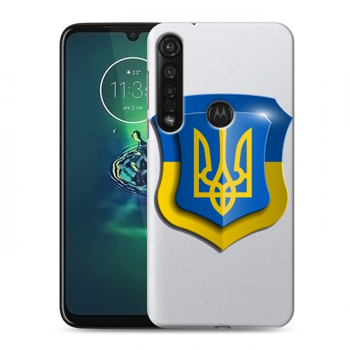 Полупрозрачный дизайнерский силиконовый с усиленными углами чехол для Motorola Moto G8 Plus Флаг Украины