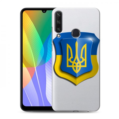 Полупрозрачный дизайнерский пластиковый чехол для Huawei Y6p Флаг Украины