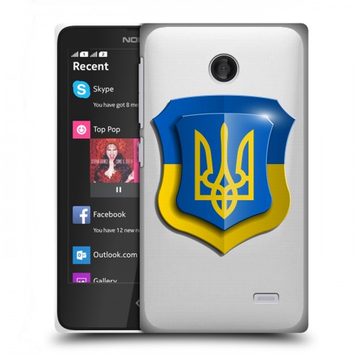 Полупрозрачный дизайнерский пластиковый чехол для Nokia X Флаг Украины