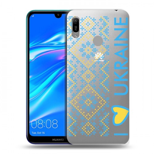 Полупрозрачный дизайнерский пластиковый чехол для Huawei Y6 (2019) Флаг Украины