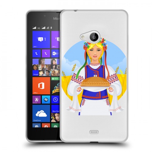 Полупрозрачный дизайнерский пластиковый чехол для Microsoft Lumia 540 Флаг Украины