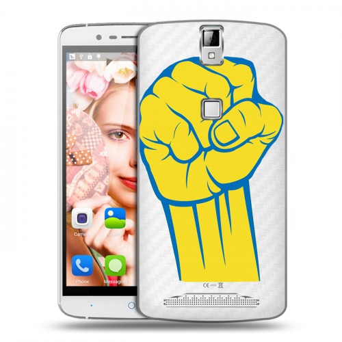 Полупрозрачный дизайнерский пластиковый чехол для Elephone P8000 Флаг Украины