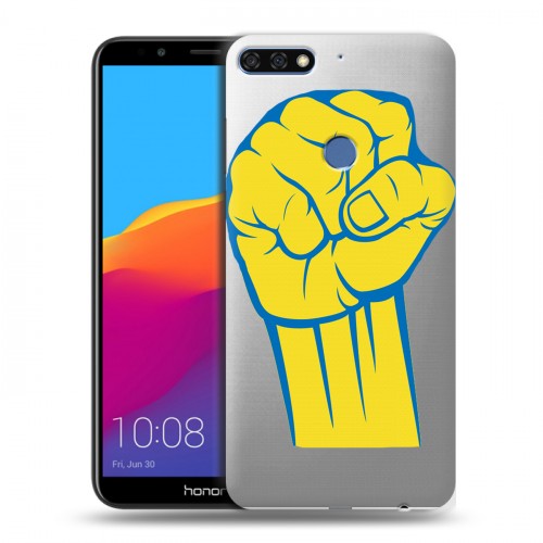Полупрозрачный дизайнерский пластиковый чехол для Huawei Honor 7C Pro Флаг Украины
