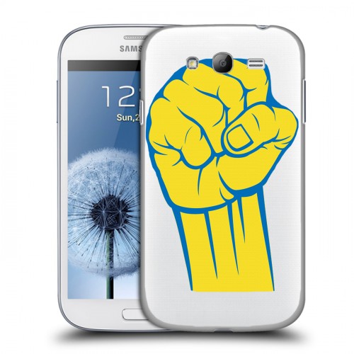 Полупрозрачный дизайнерский пластиковый чехол для Samsung Galaxy Grand Флаг Украины