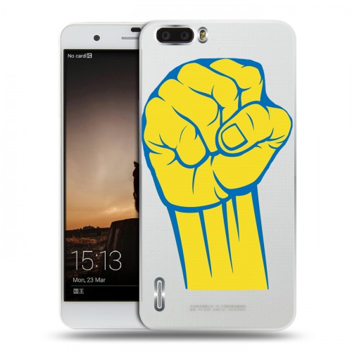 Полупрозрачный дизайнерский пластиковый чехол для Huawei Honor 6 Plus Флаг Украины