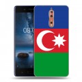 Дизайнерский пластиковый чехол для Nokia 8 Флаг Азербайджана