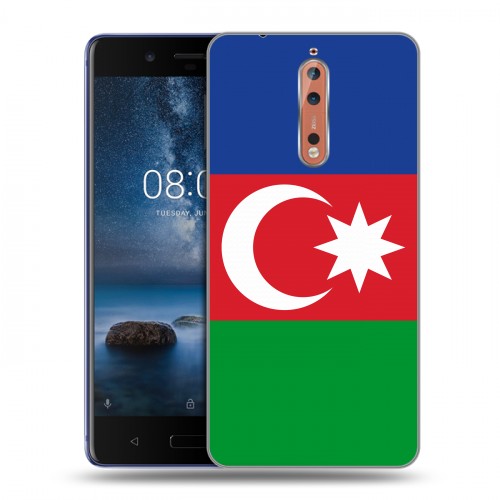 Дизайнерский пластиковый чехол для Nokia 8 Флаг Азербайджана