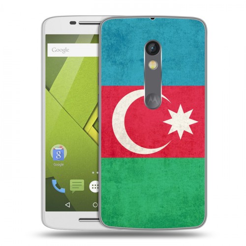 Дизайнерский пластиковый чехол для Lenovo Moto X Play Флаг Азербайджана