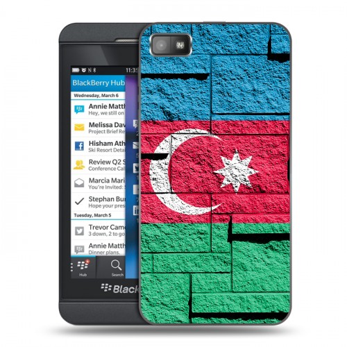 Дизайнерский пластиковый чехол для BlackBerry Z10 Флаг Азербайджана