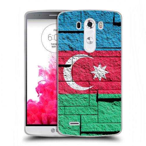 Дизайнерский пластиковый чехол для LG G3 (Dual-LTE) Флаг Азербайджана